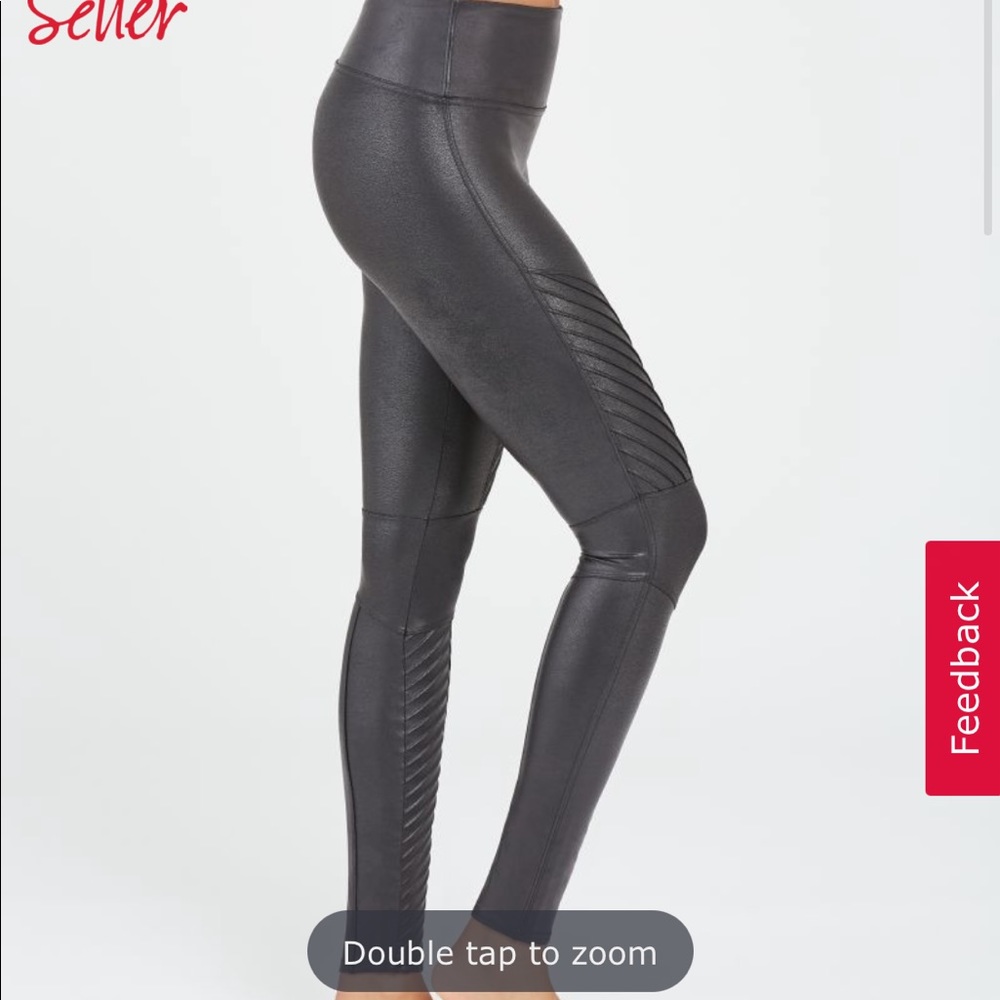 Gray Spanx Faux Leather Moto Leggings